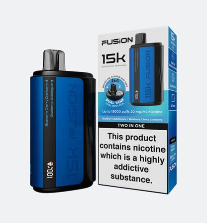 (Blue Berry Bubblegum + Blueberry Cherry) Fusion 2 In 1 Original Disposable Dual Flavor Vape 15000 Puffs 20mg | Rechargeable | Premium Display With Sleek Design